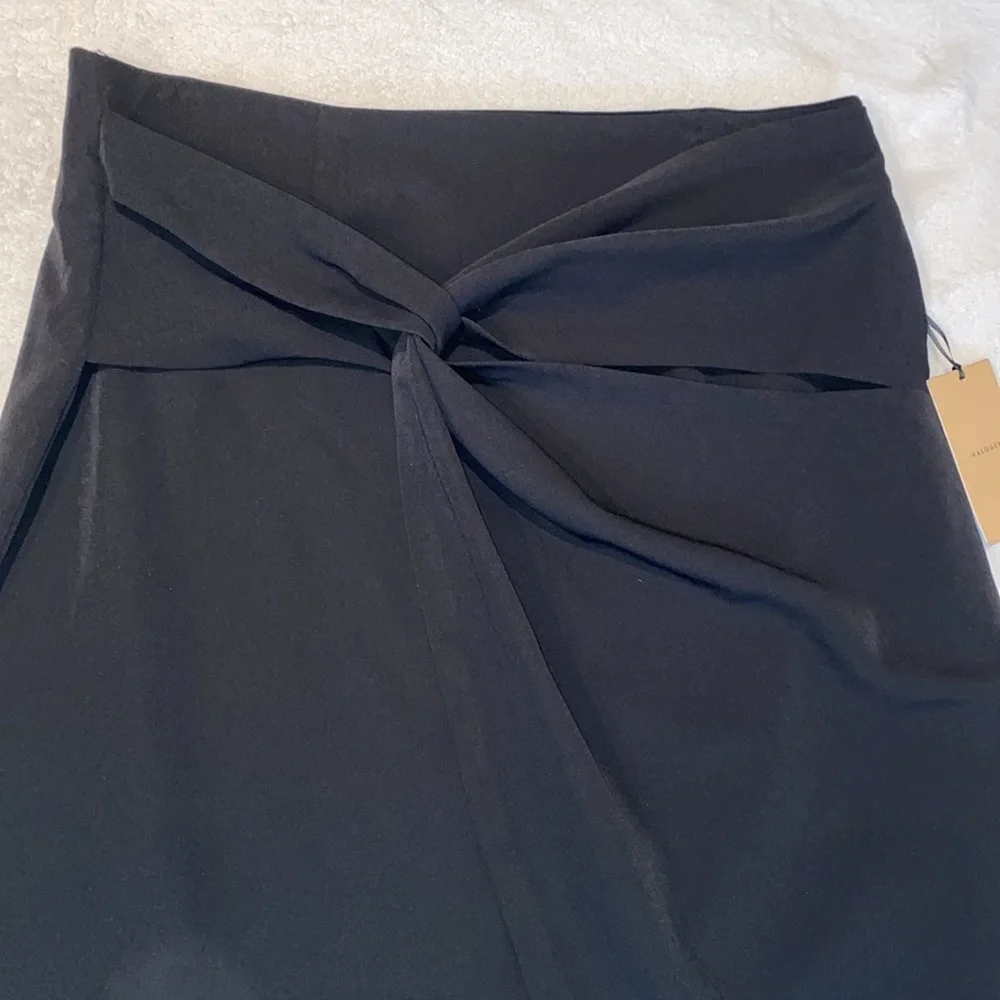 NWT Twist Front knee length asymmetrical  black pencil skirt Sz L - Picture 5 of 11